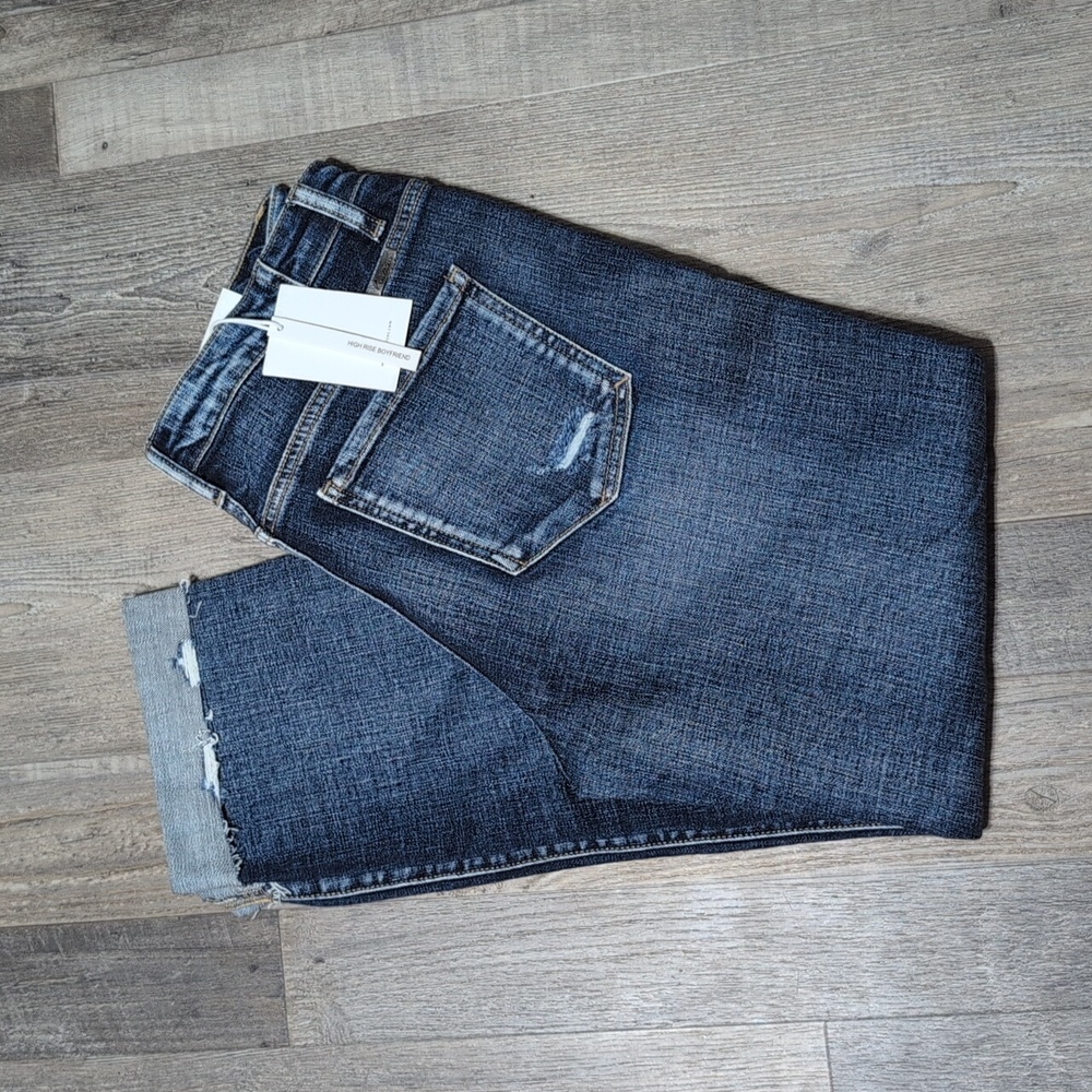 Lightly Distressed Cropped KanCan Boyfriend Jeans